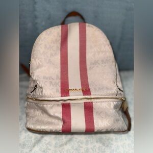 Michael Kors Beige and Red Striped Backpack